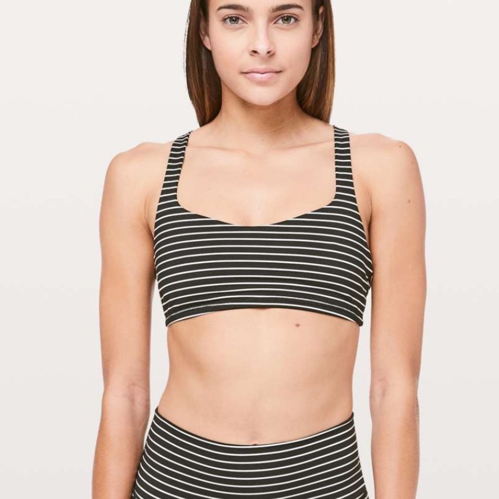 lululemon athletica Black and White Striped Sports Bra